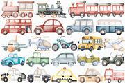 Watercolor Transportation Clipart, a Transportation Illustration by CropUp Creative (Thumbnail 2 of 5)