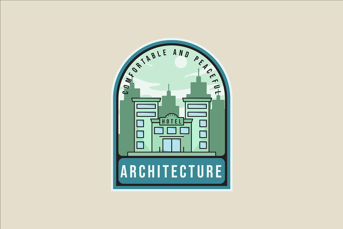 hotel architecture emblem logo line, a Branding & Logo Template by zyxroun shop