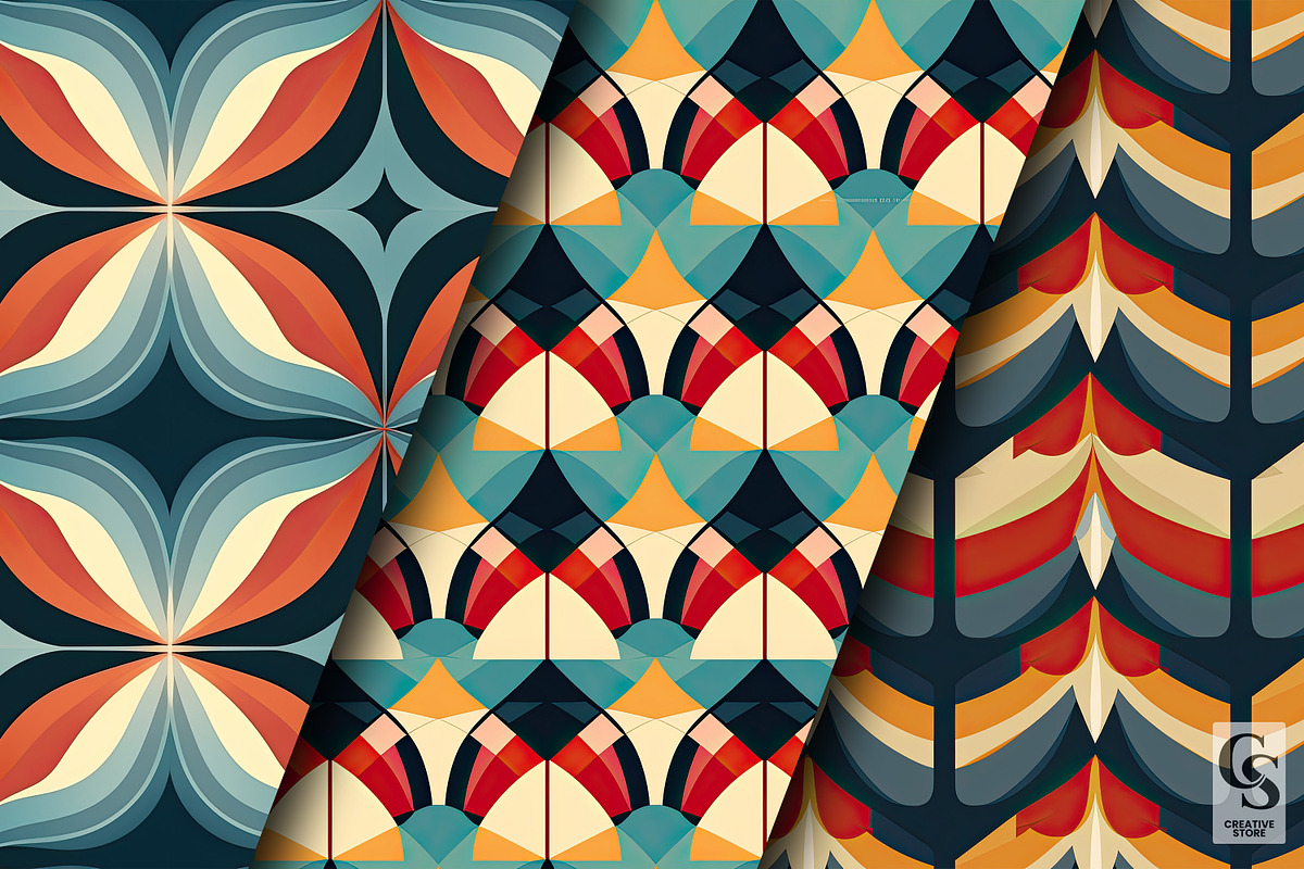 Retro Geometric Shapes Patterns, a Pattern Graphic by Creative Store (Photo 3 of 4)
