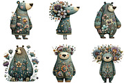 Whimsical Animal Floral Bear Clipart, an Illustration by CraftArtStudio (Thumbnail 6 of 6)