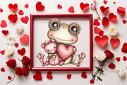 Cute Frog Love Day Clipart, an Illustration by RobertsArt (Thumbnail 2 of 7)