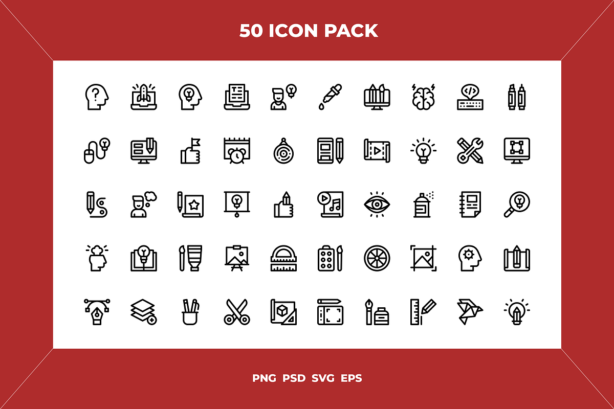 Creativity icons, an Outline Icon by Wencory (Photo 1 of 2)