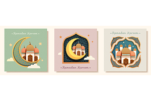 Paper Art Ramadan Template Set