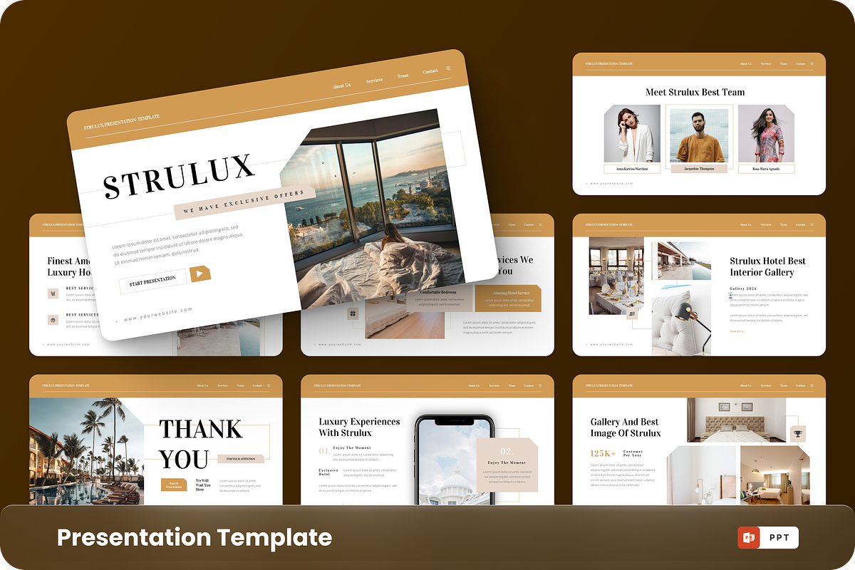 Strulux - Hotel PowerPoint Template, a Presentation Template by GraphauseProject (Photo 1 of 6)