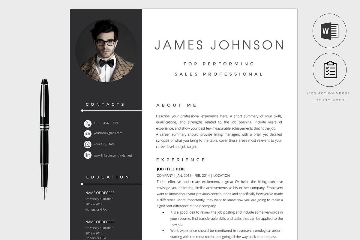 Resume Template / CV, a Resume Template by PAPPERMINT RESUME STUDIO (Photo 1 of 7)