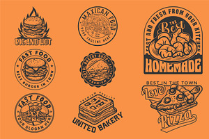 Food Vintage hand drawn logo set, a Branding & Logo Template by Billah Hub