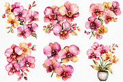 Watercolor Pink Orchid Clipart, an Illustration by Craft Nest (Thumbnail 5 of 12)