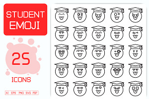 Student Line Emoticons Set, an Outline Icon by Designfour
