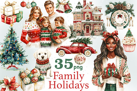 Family Holidays Clipart, a Person Illustration by GlamArtZhanna