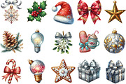 Glitter Christmas Elements Clipart, an Illustration by Designking (Thumbnail 3 of 5)