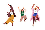 Happy girls jumping with joy set, a Person Illustration by Good Studio (Thumbnail 3 of 5)