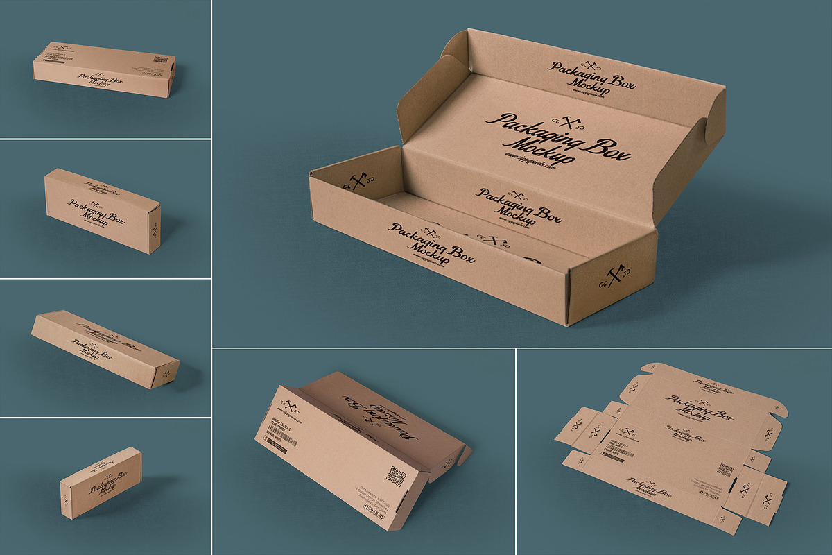 Rectangular Packaging Box Mockups, a Packaging Mockup by ZippyPixels