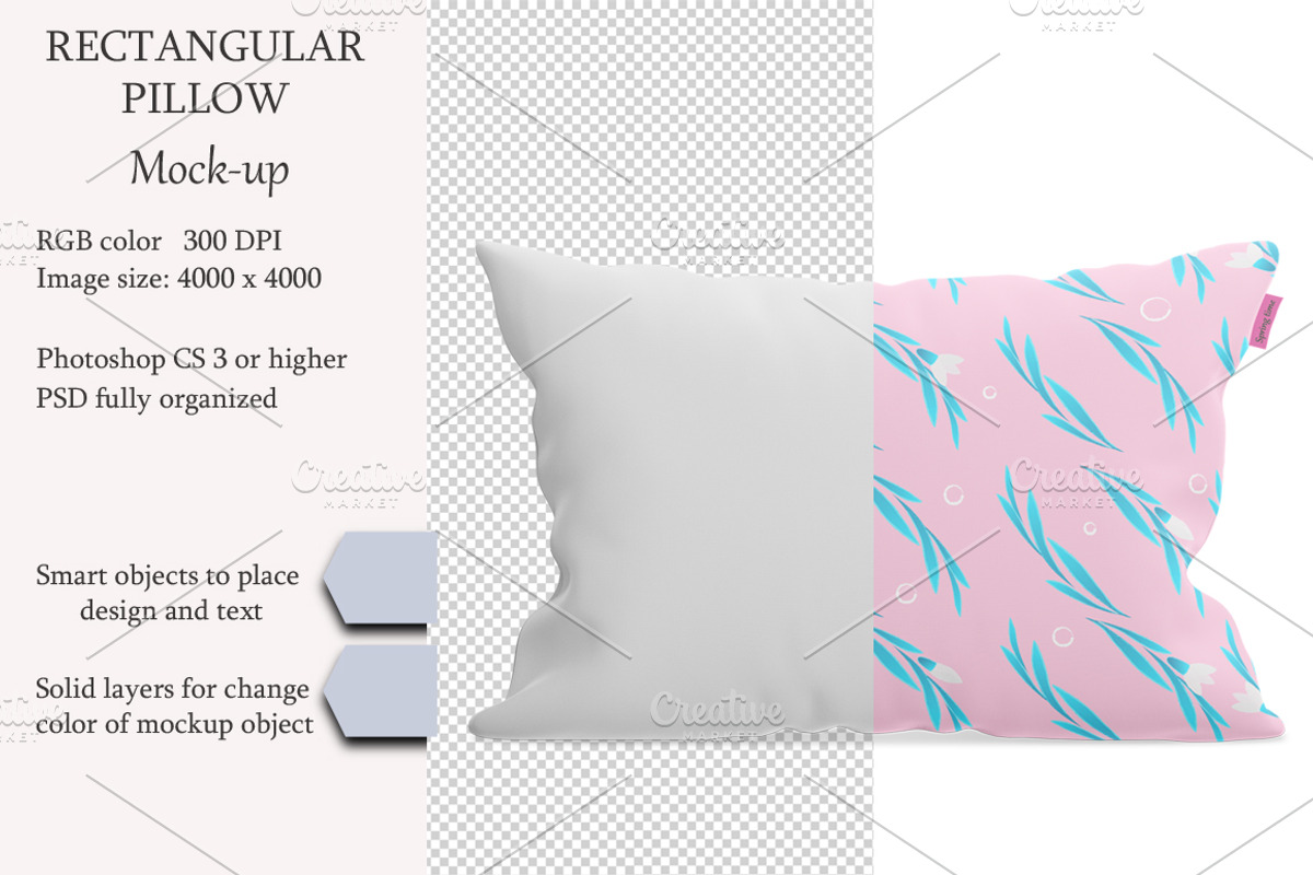 Rectangular pillow mockup, a Mockup by NatalyaZelenova (Photo 1 of 5)