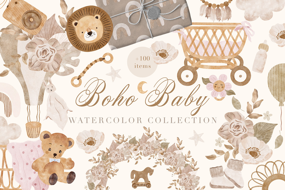 Watercolor Boho Baby Nursery Set, an Animal Illustration by Pati Paints (Photo 1 of 15)