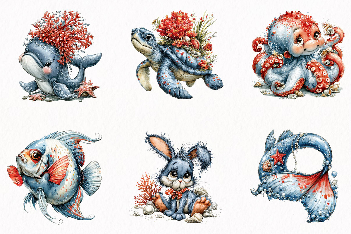 Pastel Undersea Life PNG Clipart, an Animal Illustration by fashionaddict (Photo 4 of 7)