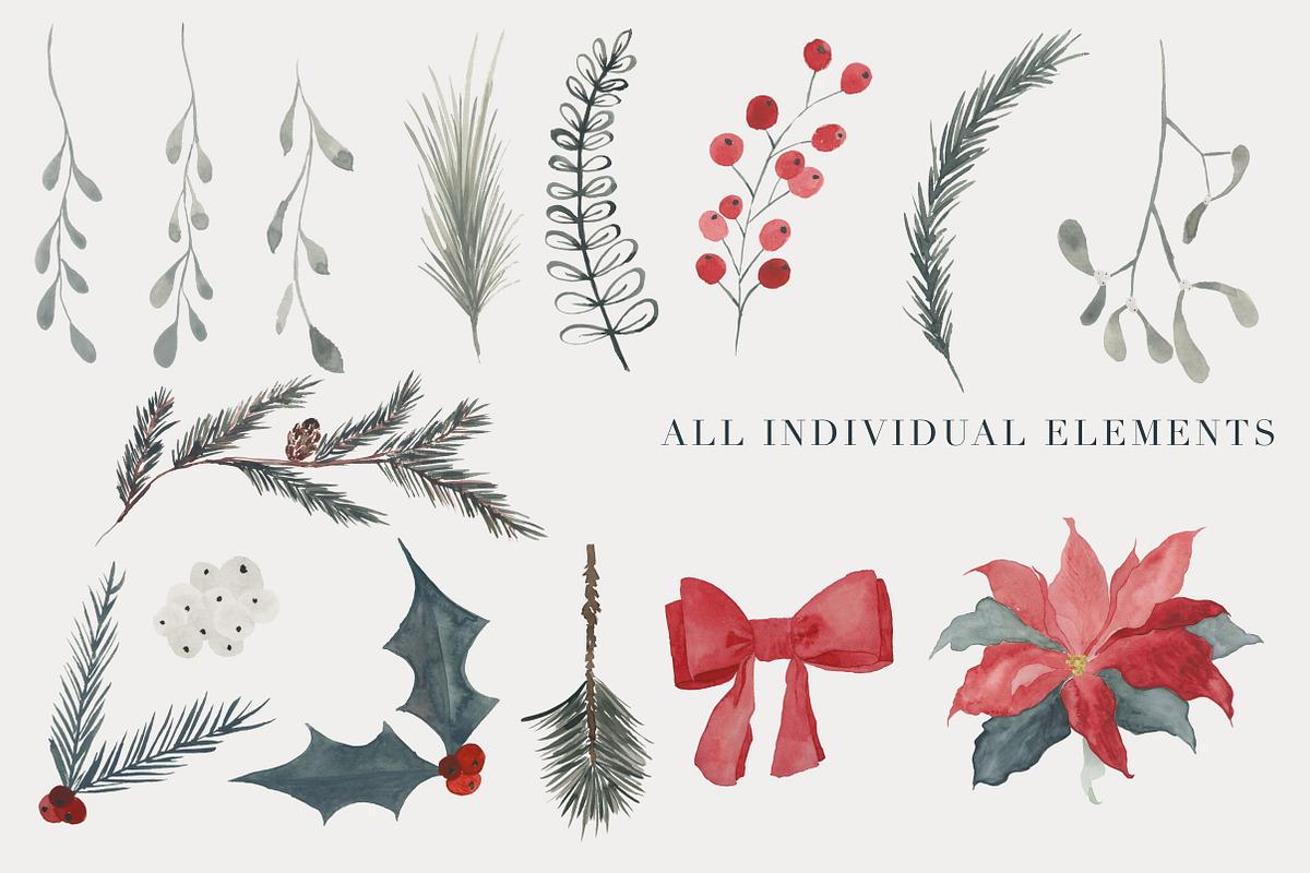 Merry & Bright - Watercolor Clipart, an Illustration by The Autumn Rabbit Ltd (Photo 3 of 3)