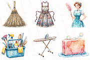 Watercolor Housekeeping Clipart, an Illustration by OK Design (Thumbnail 5 of 5)
