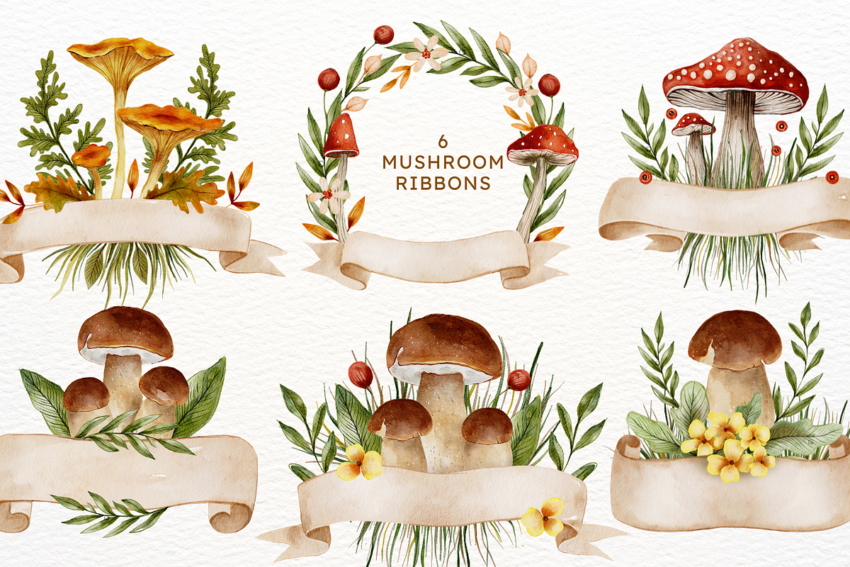 Mushroom Watercolor Fall Graphics, an Illustration by Red Ink (Photo 2 of 9)