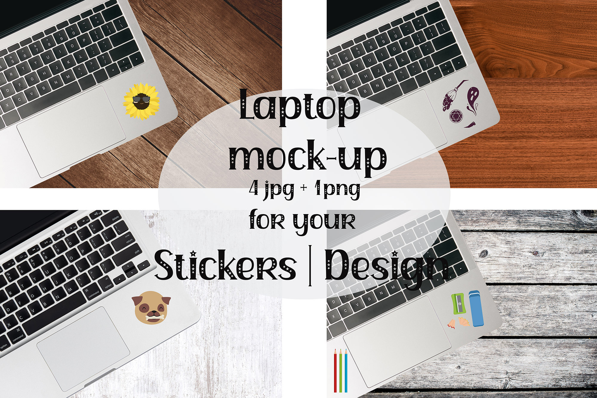 Laptop sticker mockup