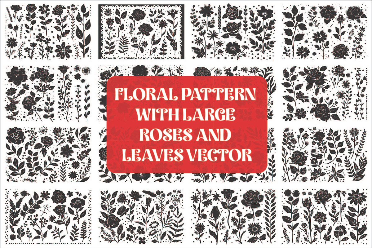 floral pattern large roses, an Illustration by Amazin_art