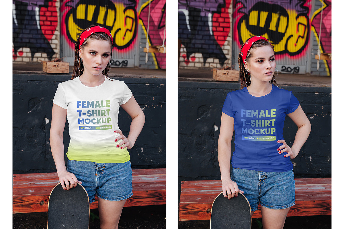 Female T-Shirt in City PSD Mockups, a Shirt Mockup by Hi, Mock-Up! (Photo 3 of 9)