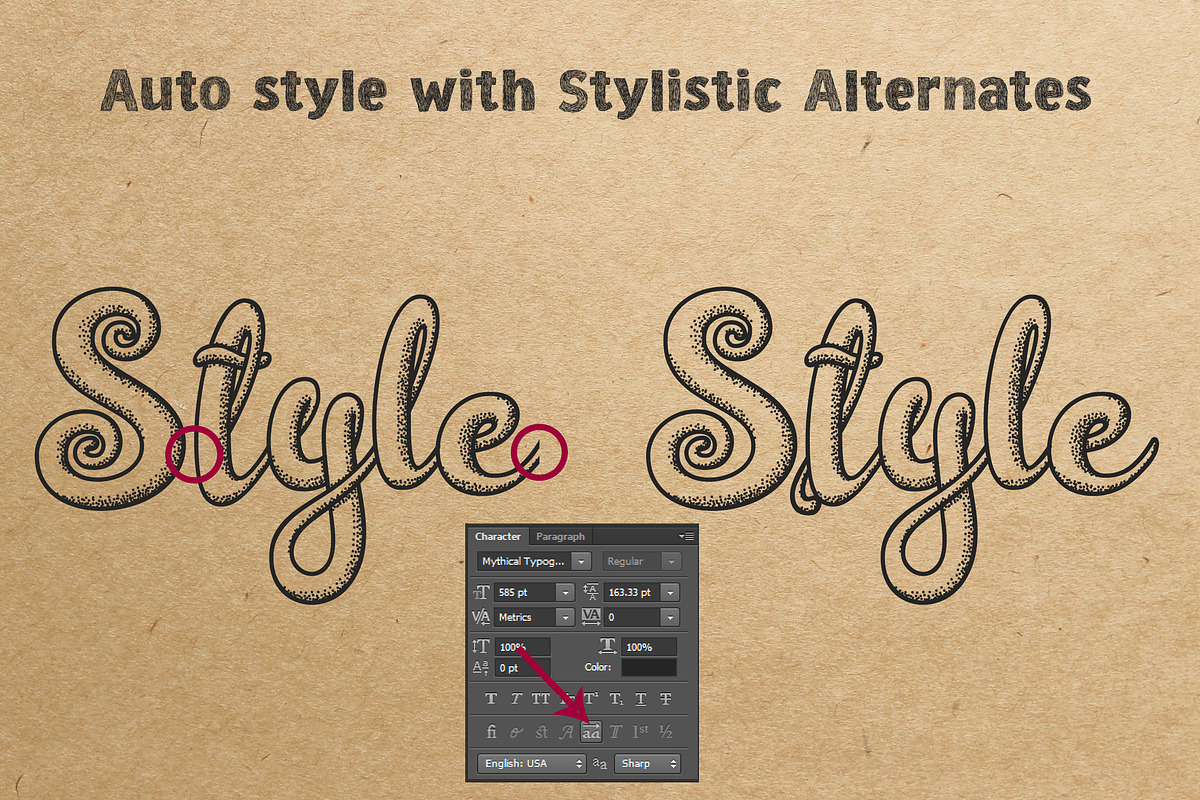 Mythical Typography | Stipple Shade, a Script Font by Royaltype (Photo 12 of 12)