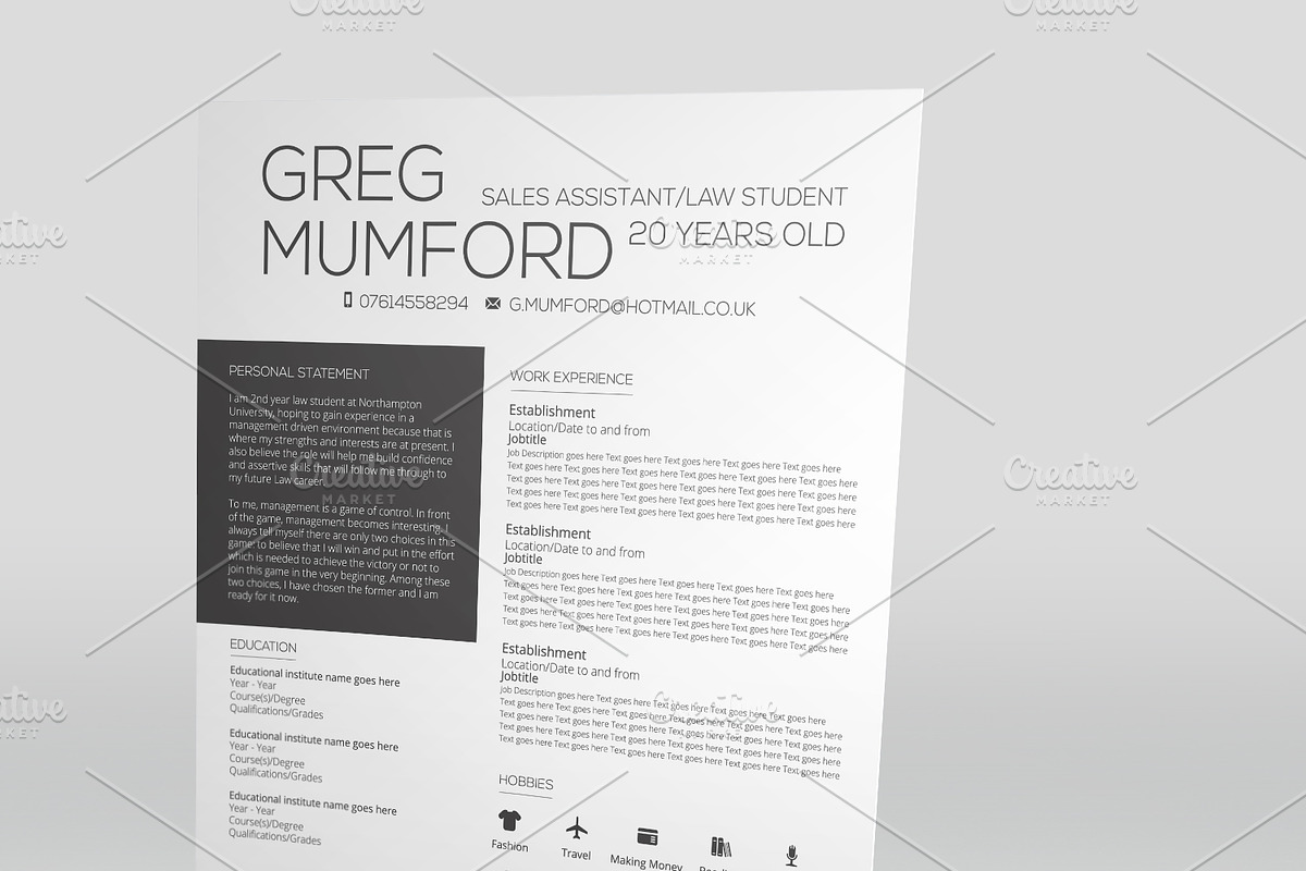 Catwalk CV Template, a Resume Template by Valeur Design (Photo 3 of 4)
