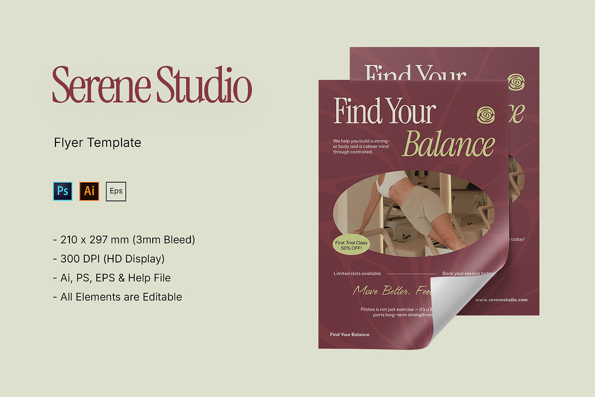 Serene - Flyer, a Flyer Template by StreaksideStd (Photo 1 of 3)