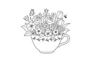 Floral Teacup Line Art Bundle, an Illustration by Gfx_Store (Thumbnail 27 of 51)