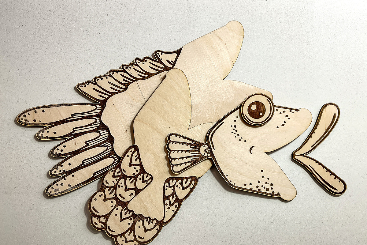 Fish Laser Cut Wooden Wall Art, an Animal Illustration by Bubert Art (Photo 2 of 8)
