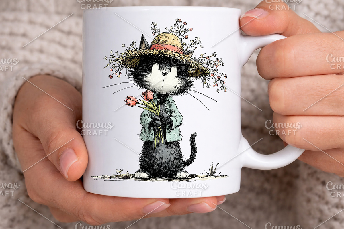 Whimsical Easter Cats Clipart Bundle, an Illustration by Canvas Craft (Photo 5 of 7)