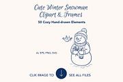 50 Hand-Drawn Winter Snowman Clipart, a Seasonal Illustration by SvetaGallery (Thumbnail 2 of 7)