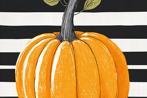 Orange pumpkin with leaves, a Food & Drink Photo by MistyDay