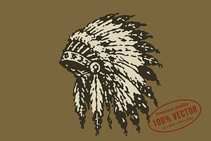 Vintage War Bonnet Illustration