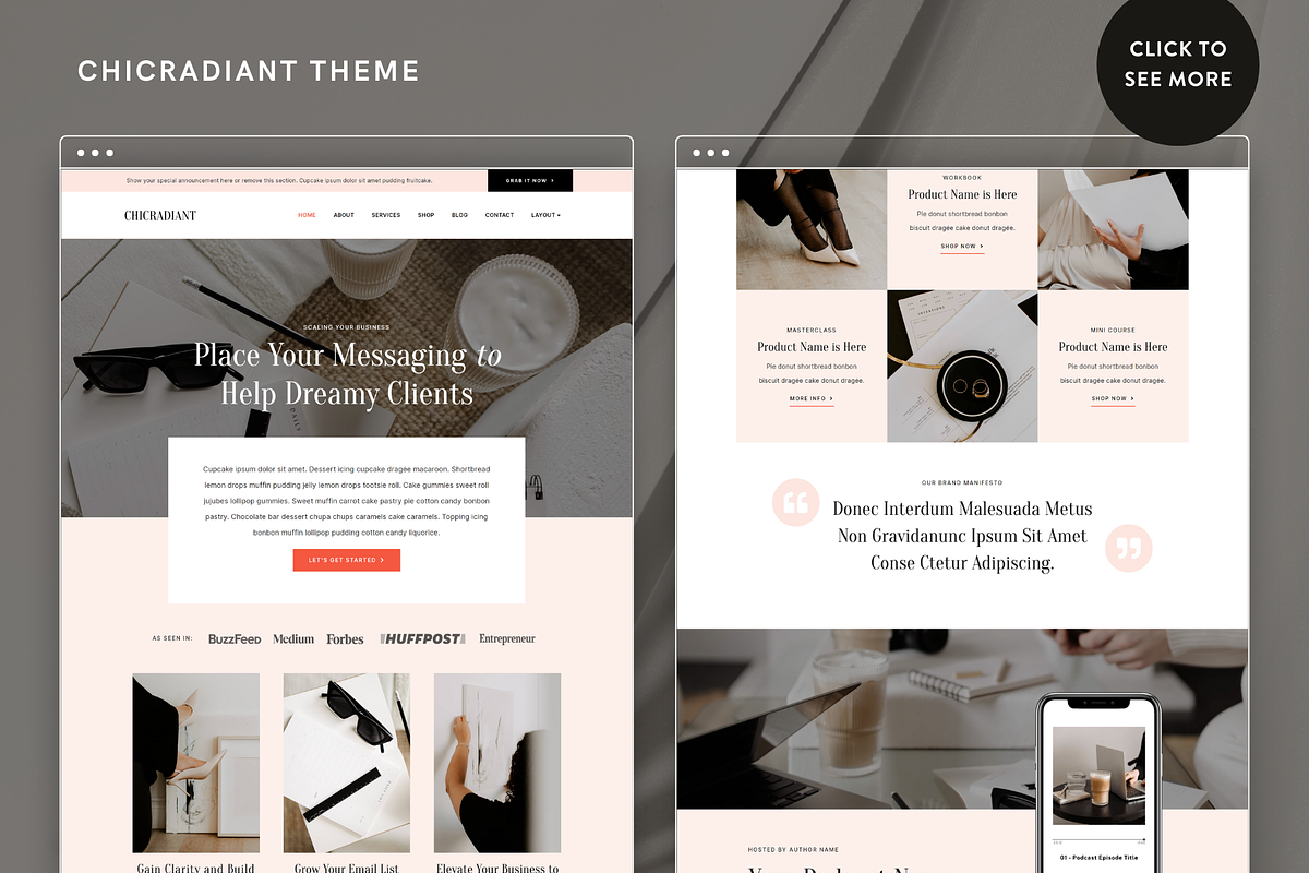 ChicRadiant WordPress Theme, a WordPress Template by Bluchic (Photo 2 of 6)