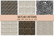 6 Black Sketched Seamless Patterns, a Pattern Graphic by Olya Creative (Thumbnail 1 of 4)