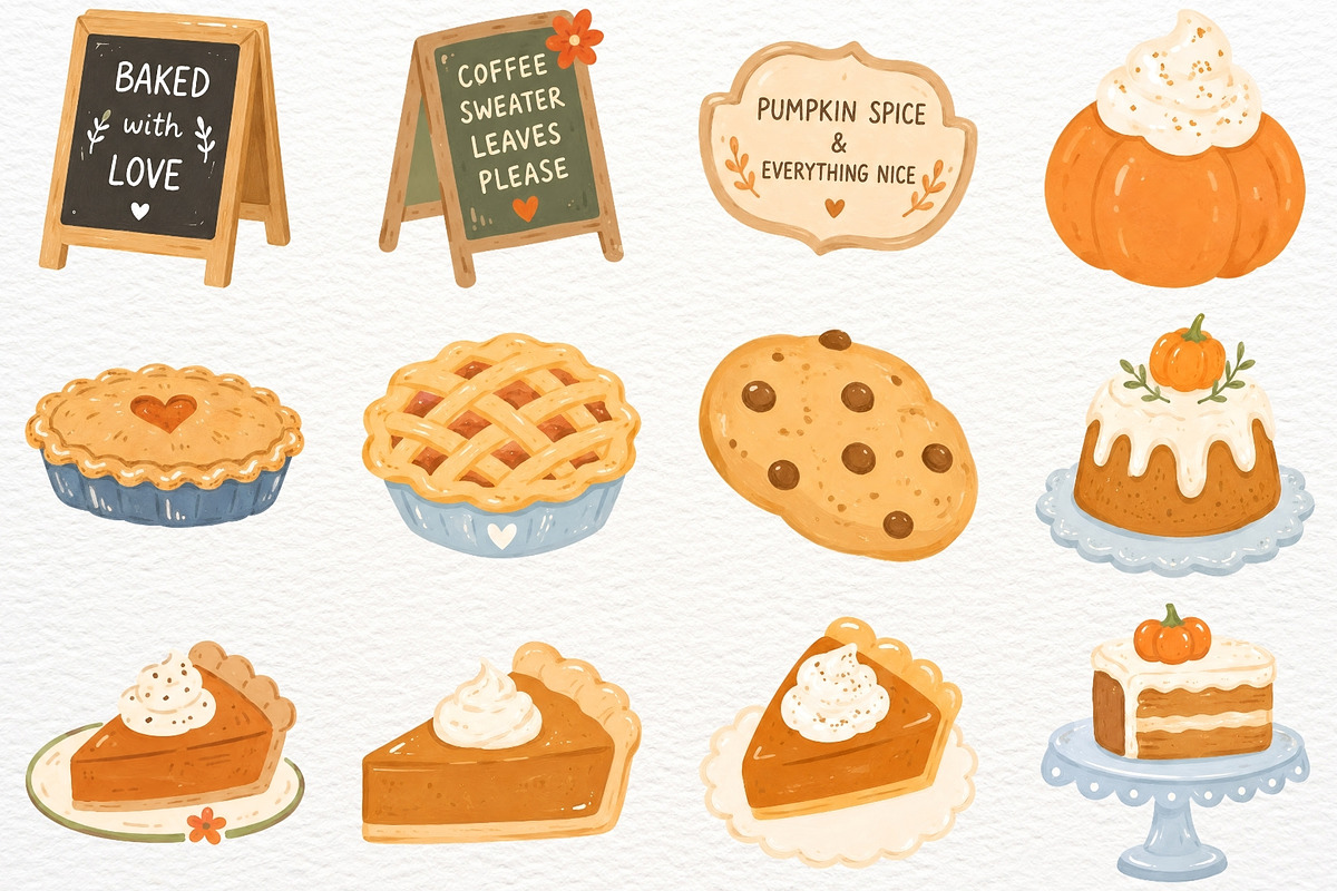Pumpkin Spice Coffee Clipart Autumn, a Food Illustration by SugarCloudStudioArt (Photo 5 of 6)
