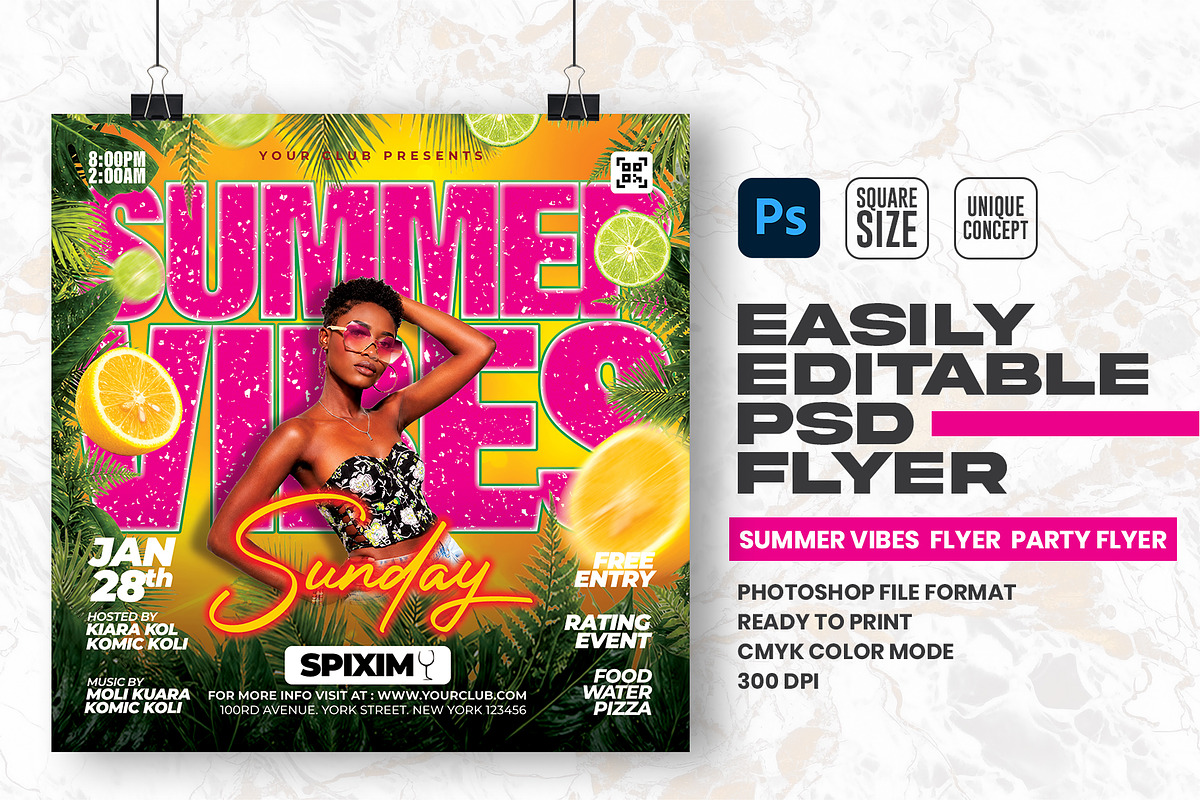 Summer Vibes Party Flyer Template, a Flyer Template by Shajib Shikder (Photo 1 of 2)