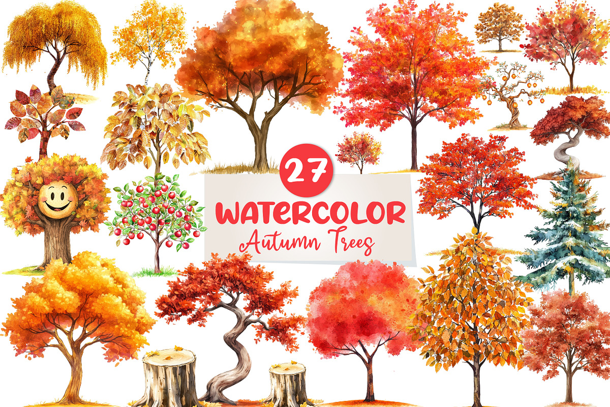 Autumn Trees Clipart, an Illustration by CreationArt (Photo 1 of 5)