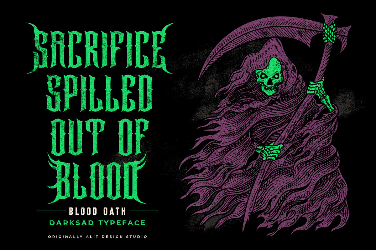 Darksad Typeface, a Blackletter Font by alit design (Photo 6 of 20)