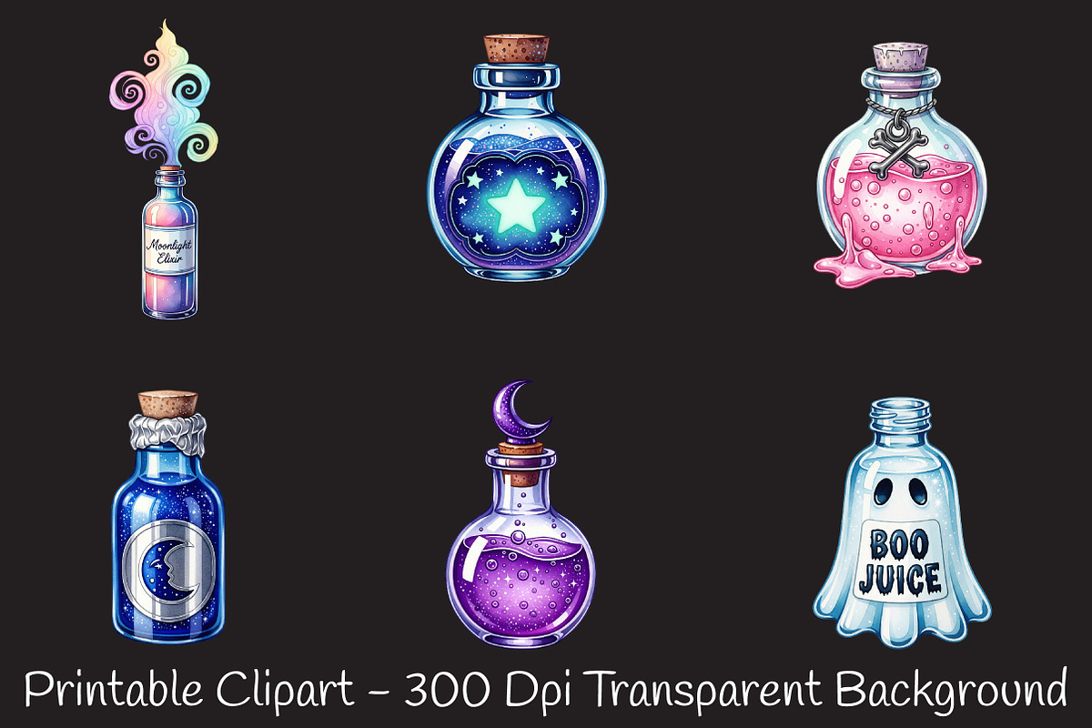 Halloween Potion Bottles Sublimation, an Illustration by RobertsArt (Photo 4 of 7)