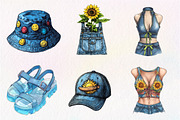 1990 Denim Summer Clipart, an Illustration by CreationArt (Thumbnail 4 of 5)