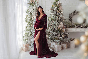 Christmas Room Digital Backdrop, a Layer Style Add-On by Wild Honey Design Co.