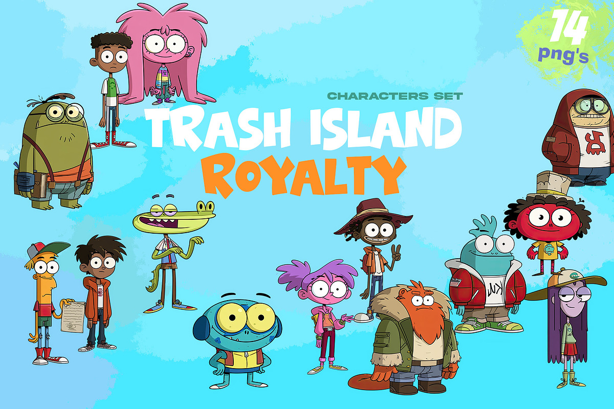TRASH ISLAND ROYALTY PNG SET, a Person Illustration by XiXong STUDIO (Photo 1 of 6)