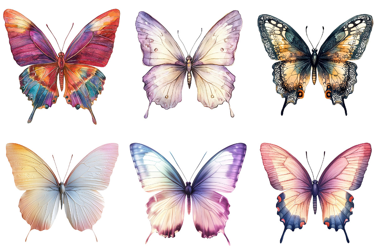 Colorful Butterflies Watercolor Set, an Illustration by Pixels.Craft (Photo 7 of 11)