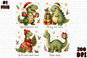 Dino Christmas PNG Sublimaton
