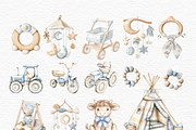 Watercolor baby boy toy blue clipart, a Decorative Illustration by Invite to Clipart (Thumbnail 7 of 7)