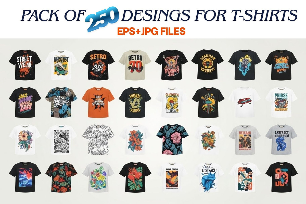 250+ Editable T-Shirt Vectors, a Branding & Logo Template by CreativeCraft0 (Photo 3 of 6)