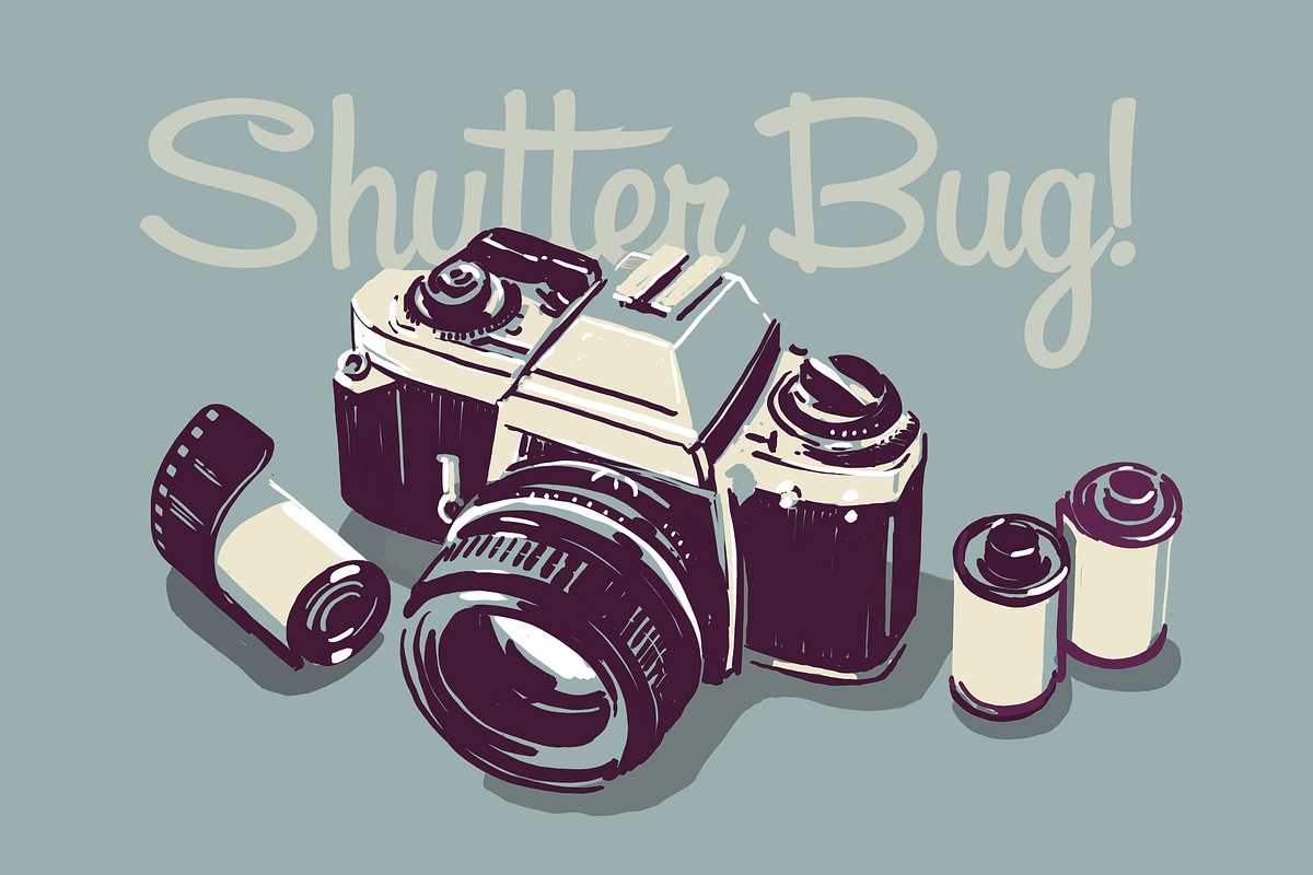 Vintage 35mm film camera, an Illustration by Serifs & Whiskey (Photo 1 of 3)