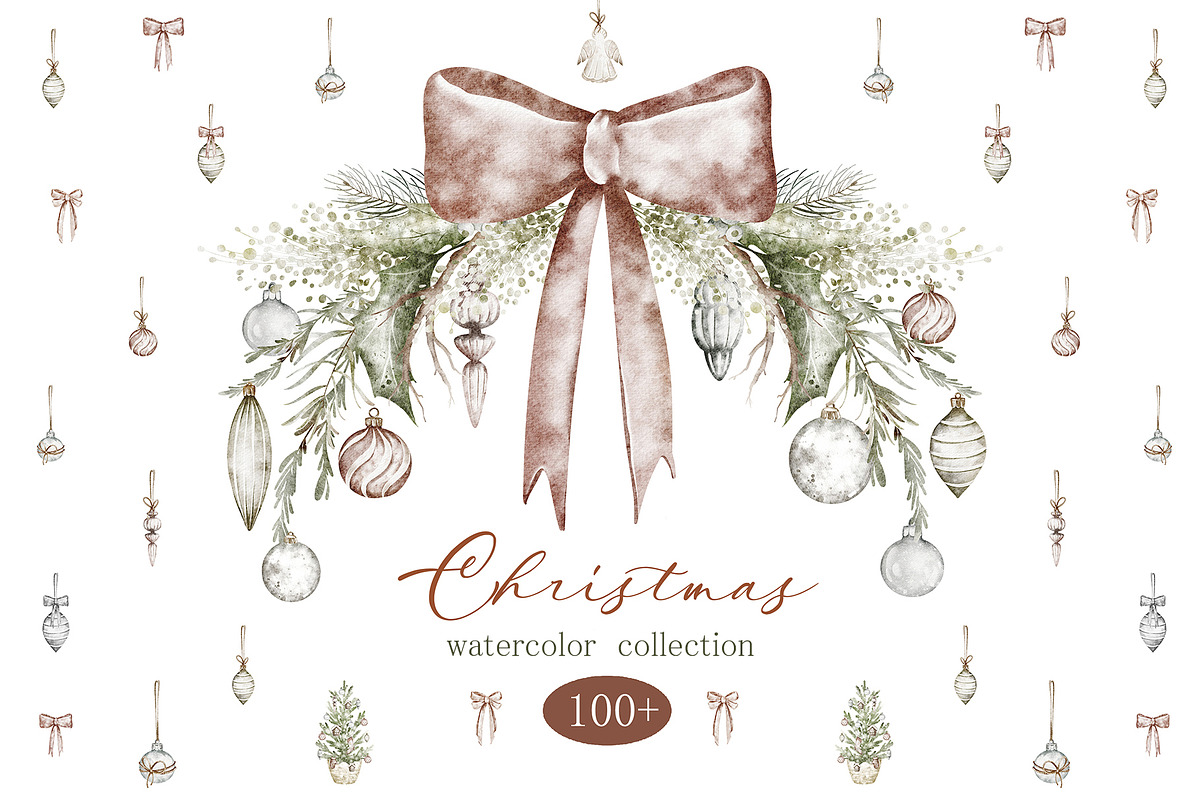 Boho‑Nordic Christmas Watercolor Set, a Seasonal Illustration by LenArt (Photo 1 of 17)